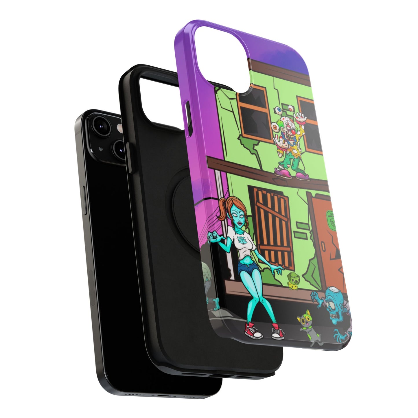 Zombie Arcade Phone Case — Colorful Cartoon Horror Impact-Resistant iPhone Cover