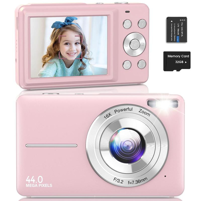 DC403 44MP 1080P Digital Camera: 16X Zoom, 32G Card, Compact - Teens/Beginners