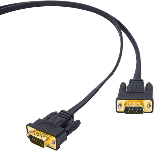 5M Ultra-Thin Flat VGA Cable: 15 Pin Male to Male SVGA Wire for Computer Monitor