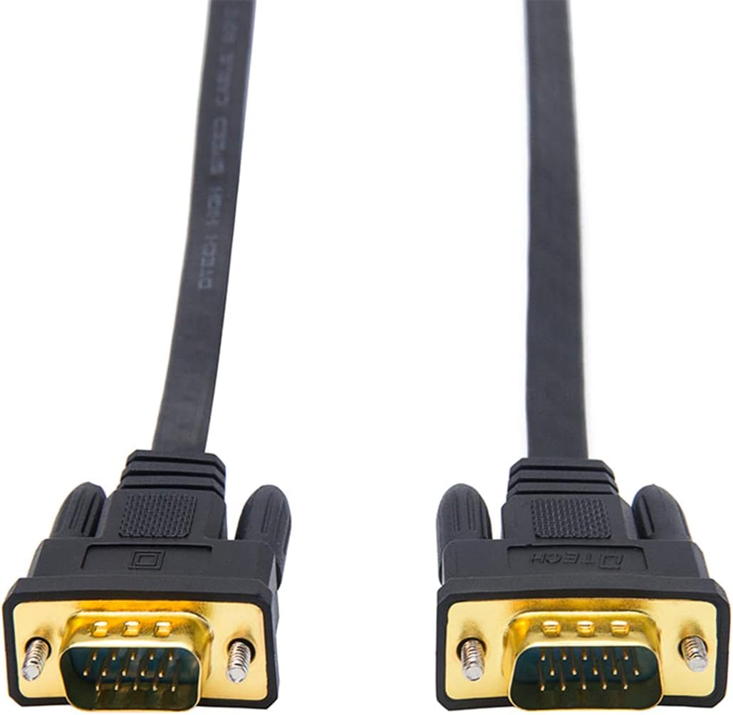 5M Ultra-Thin Flat VGA Cable: 15 Pin Male to Male SVGA Wire for Computer Monitor