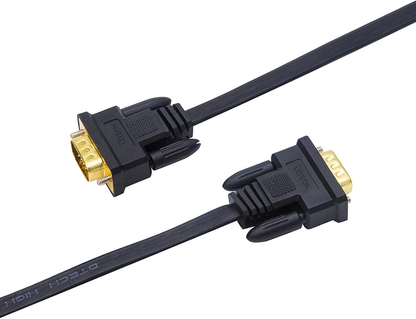 5M Ultra-Thin Flat VGA Cable: 15 Pin Male to Male SVGA Wire for Computer Monitor