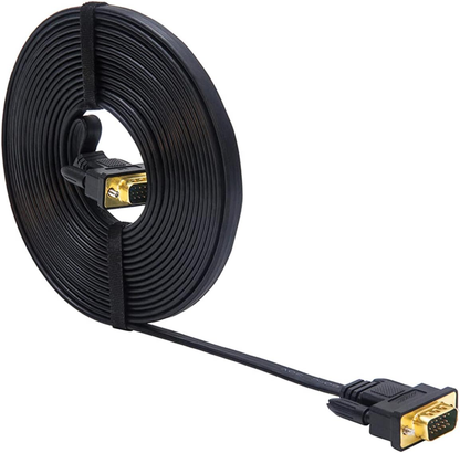 5M Ultra-Thin Flat VGA Cable: 15 Pin Male to Male SVGA Wire for Computer Monitor