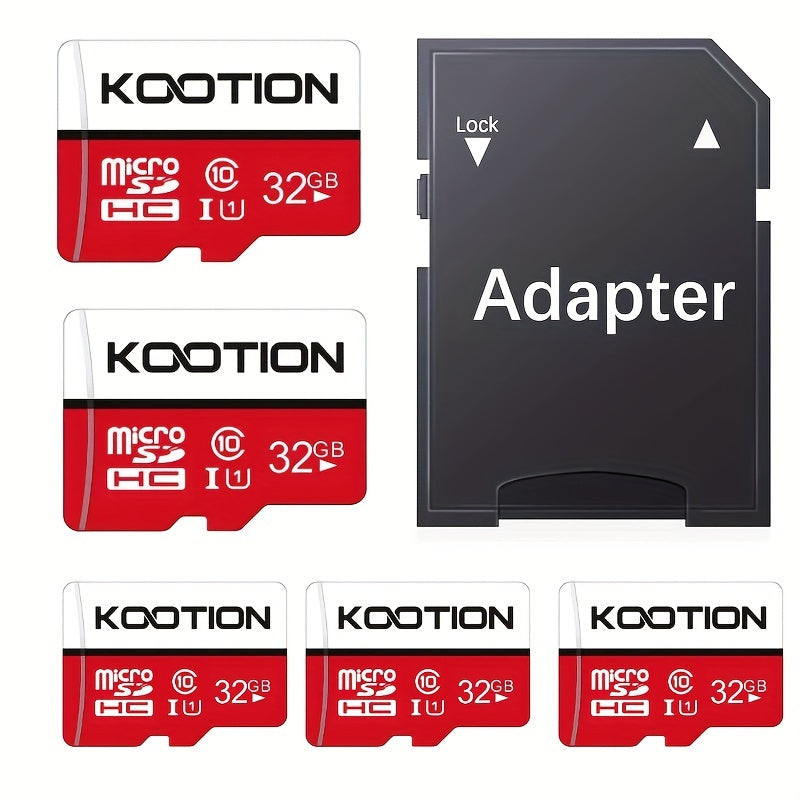 KOOTION High-Speed TF microSD Card Multi-Pack – UHS-I U1 C10 Memory Cards with SD Adapter, Full HD 1080P Recording, Up to 90MB/s Read, For Phones, Cameras, Drones & Dash Cams