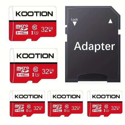 KOOTION High-Speed TF microSD Card Multi-Pack – UHS-I U1 C10 Memory Cards with SD Adapter, Full HD 1080P Recording, Up to 90MB/s Read, For Phones, Cameras, Drones & Dash Cams