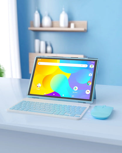 Tablet 2 in 1 Tablet with Keyboard Including Case Mouse Stylus, 10 Inch Tablet Android 14 Tablets PC, 10.1 " HD Tab 6000Mah Battery 32GB+1024GB Expandable Tableta Computer