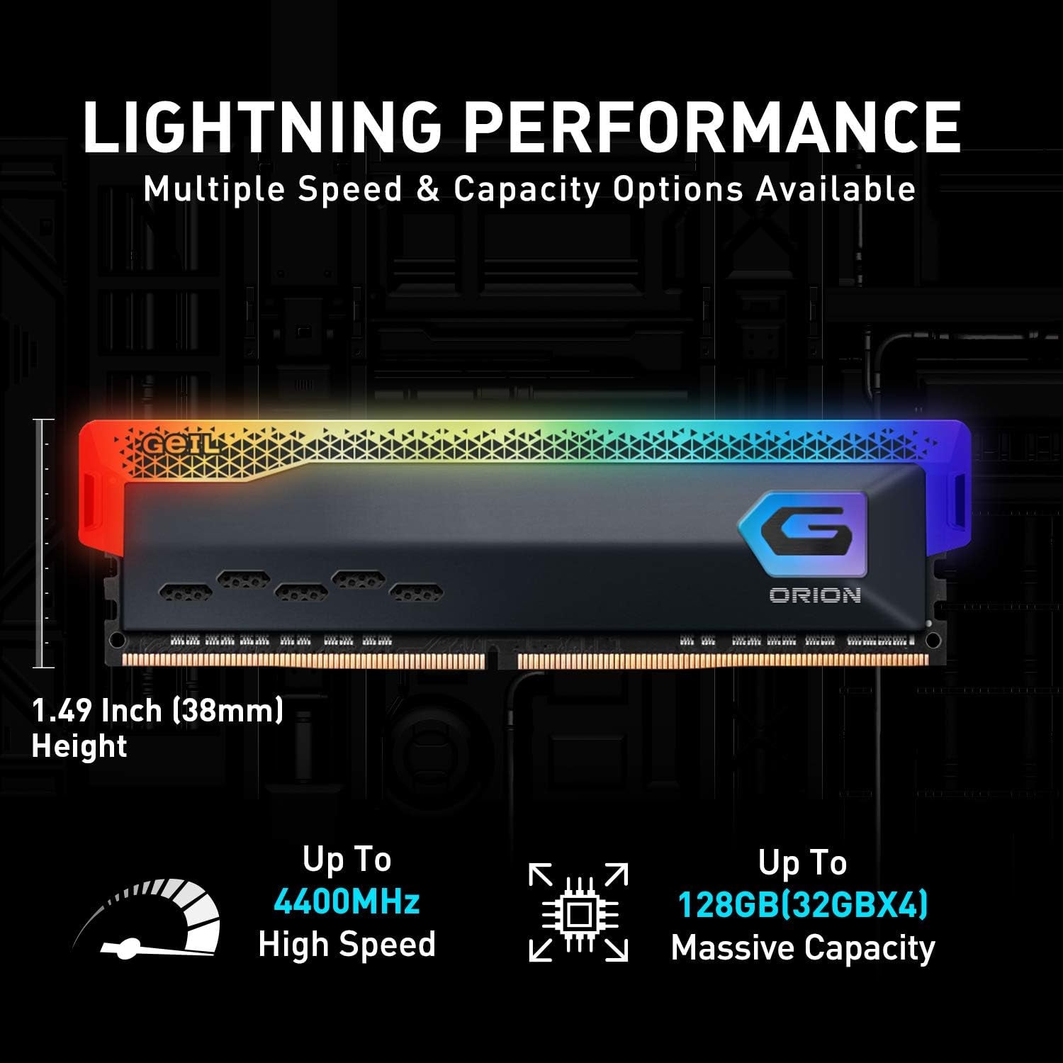 Orion RGB DDR4 RAM, 16GB (8Gbx2) 3200Mhz 1.35V XMP2.0, Intel/Amd Compatible, Long DIMM High Speed Desktop Memory, Hardcore Immersive Gaming/Multimedia Content Creation/Quality Live Streaming