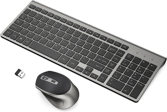 Wireless Keyboard Mouse Combo,  2.4G Ergonomic Computer Keyboard,Ergonomic Wireless Mouse for Pc,Windows, Laptop, Desktop, Chromebook,Mac-Grey