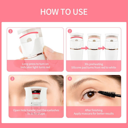 Electric Smart Heated Eyelash Curler Makeup Long Lasting Lashes Curl Beauty Tool