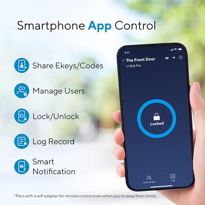 Smart Lock U-Bolt Pro, 7-In-1 Fingerprint Keyless Entry Door Lock with App Control, Anti-Peep Keypad, Auto Lock, Smart Deadbolt Front Door, IP65 Waterproof, Easy Installation, 1 Year Battery