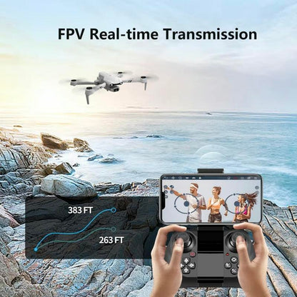 Aerial Drone F10 Pro 2025 GPS Positioning 4K UHD EIS Camera 5G Wifi FPV Brushless Motors Optical Flow Hover Intelligent Obstacle Avoidance Auto Return 360° Stunt Roll Two Batteries