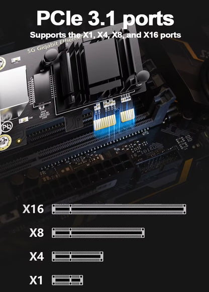 5Gbps Pcie to RJ45 Network Card RTL8126 Chip Gigabit Ethernet PCI Express Network Card for Desktop