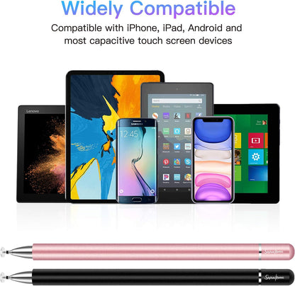 Stylus for Ipad (2 Pcs),  Magnetic Disc Universal Stylus Pens Touch Screens for Apple/Iphone/Ipad Pro/Mini/Air/Android/Microsoft/Surface All Capacitive Touch Screens - Black/Rose Gold