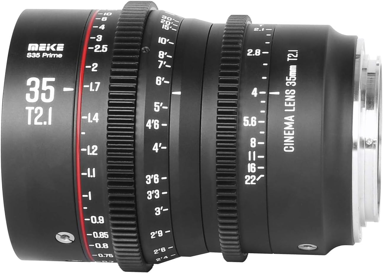 35Mm T2.1 S35 Manual Focus Wide Angle Prime Cinema Lens for Canon EF Mount and EOS C100, C200, C300 Mark III, Zcam E2-S6 6K