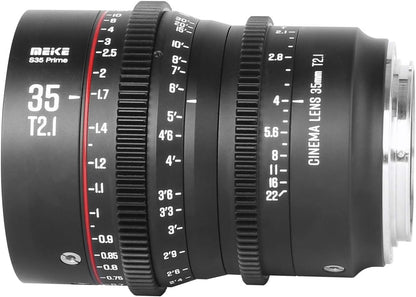 35Mm T2.1 S35 Manual Focus Wide Angle Prime Cinema Lens for Canon EF Mount and EOS C100, C200, C300 Mark III, Zcam E2-S6 6K