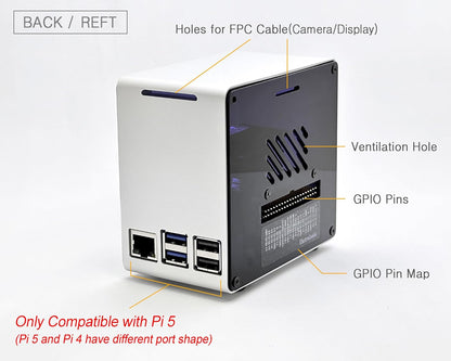 Electrocookie Raspberry Pi 5 Case, Aluminum Mini Tower Case with Cooling Fan