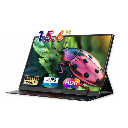 15.6"Ptotable Monitor 1920* 1080P FHD IPS 60Hz Computer Monitor with Smart Case, Black