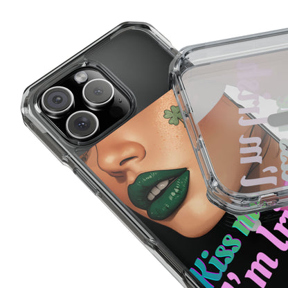 Clear Magnetic Phone Case – Slim Protection with “Kiss Me I’m Irish” Print