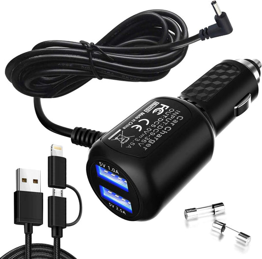 Radar Detector Power Cord,For Unide N Escr T Valentine Beltronics Passport Cobr a Whistler Etc Radar Detector,With Dual USB Port Charger(6.5Ft) (DC3.5)