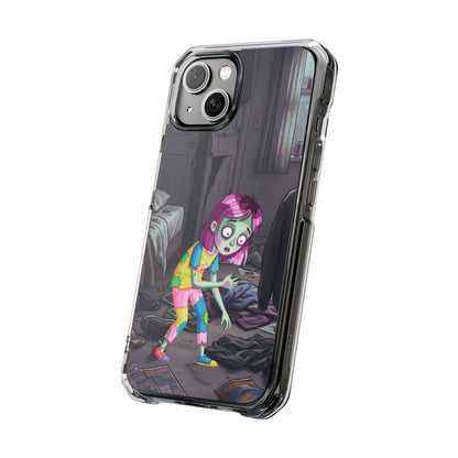 Zombie Girl Clear Magnetic Phone Case — Cute Spooky Cartoon iPhone Cover