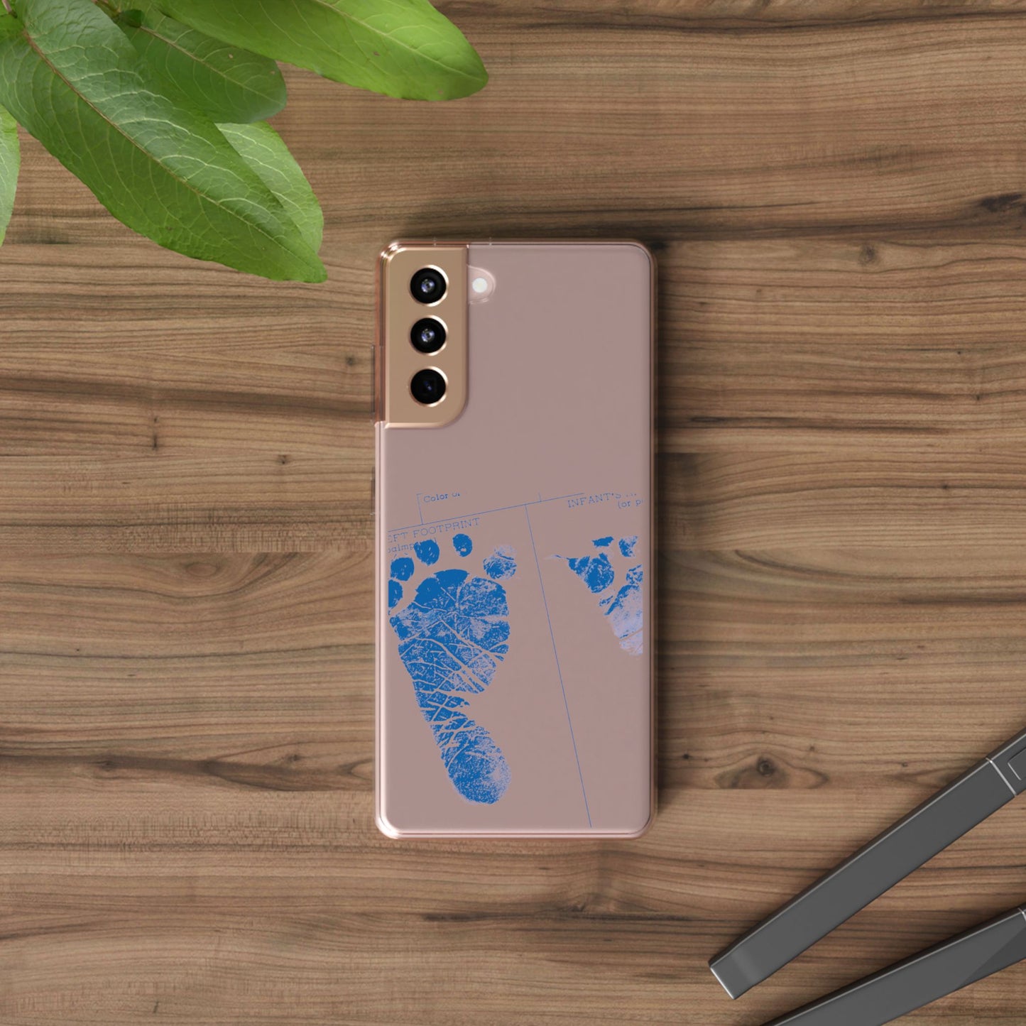 Clear Phone Case – Mom’s Little Blue Footprints