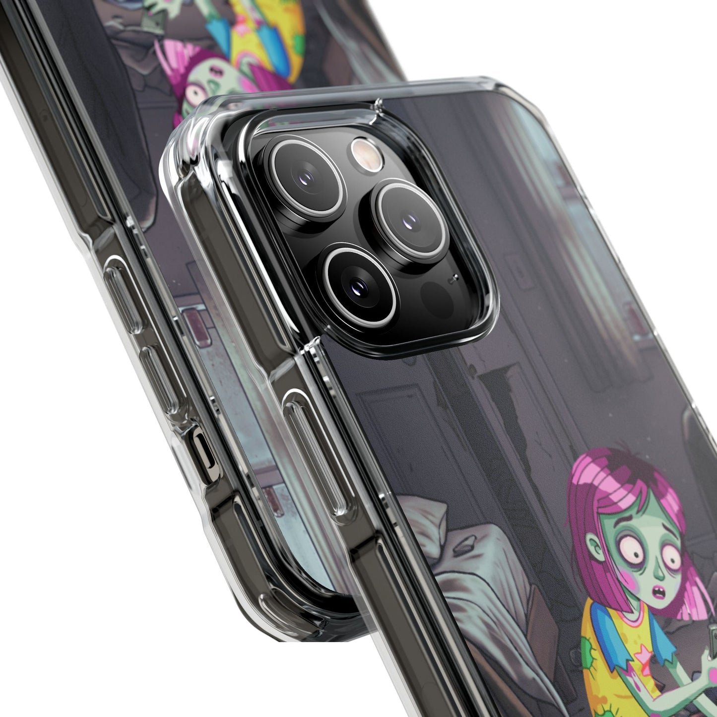 Zombie Girl Clear Magnetic Phone Case — Cute Spooky Cartoon iPhone Cover