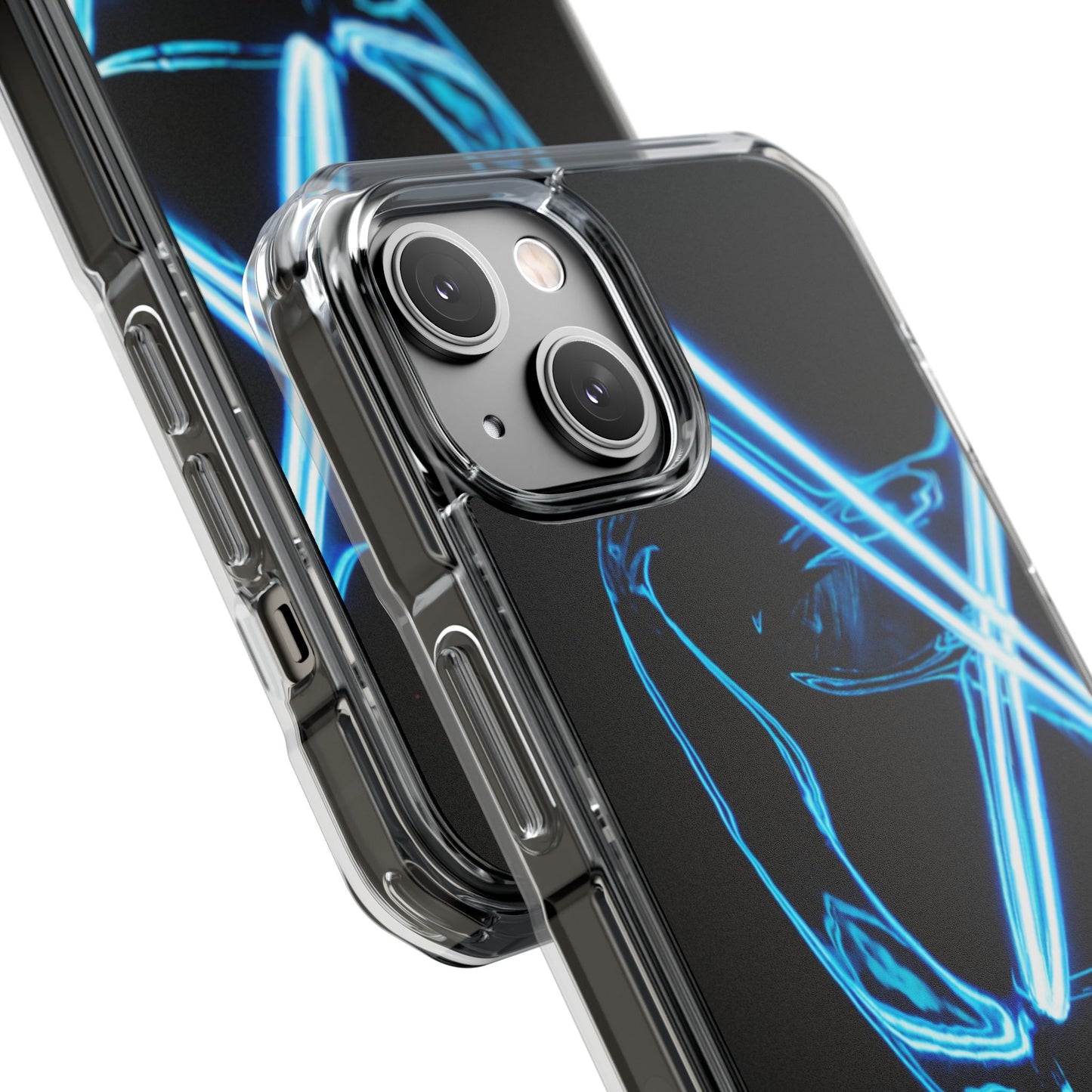 Clear Magnetic Phone Case — Blue Neon Light Design