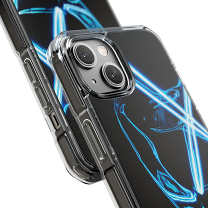Clear Magnetic Phone Case — Blue Neon Light Design