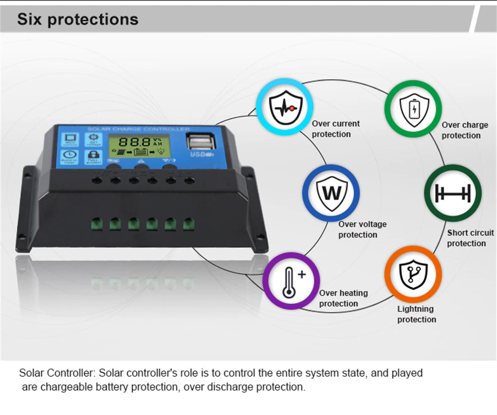 MPPT Solar Charge Controller: 30-100A 12V/24V - Auto Tracking