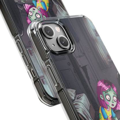 Zombie Girl Clear Magnetic Phone Case — Cute Spooky Cartoon iPhone Cover