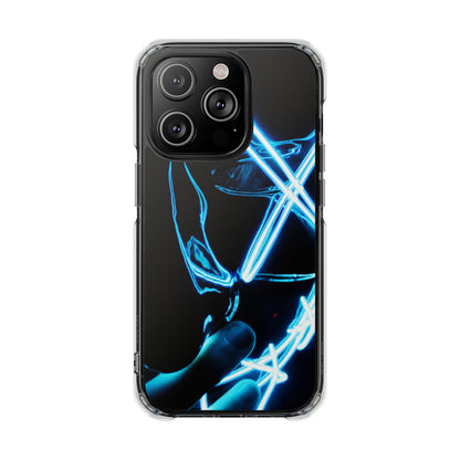 Clear Magnetic Phone Case — Blue Neon Light Design