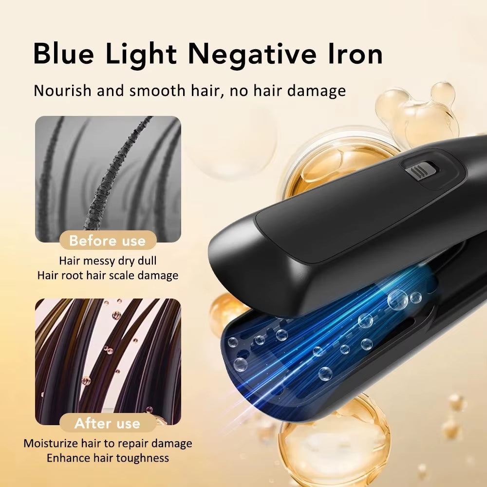 2 in 1 Hair Ends Trimmer Split Remover Negative Ions Smooth Hair Straightener Iron Flat Rechargeable Hair Fork Trimmer Clipper