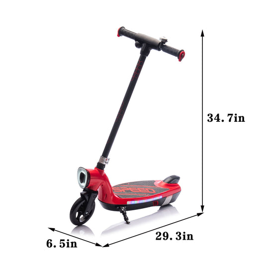 Kids Electric Scooter - 5.59-6.84 MPH, LED Lights, Rear Brake, Kickstand, Bell, Wide Pedal, Ages 6+