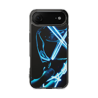 Clear Magnetic Phone Case — Blue Neon Light Design