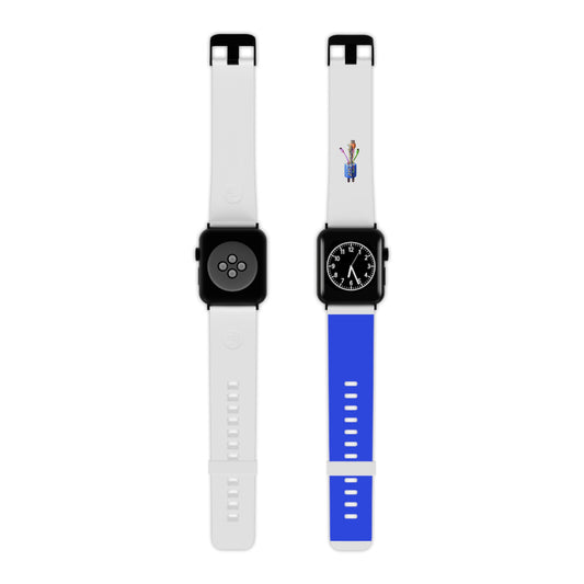 Watch Band – 215 Connected Plug Charm Blue and White Design
