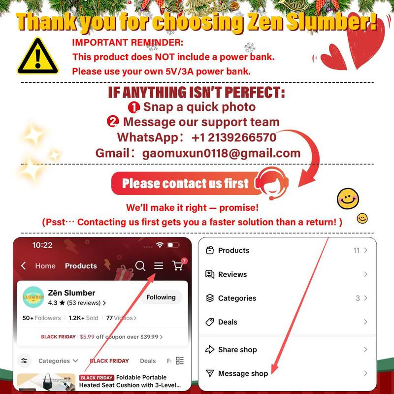 4 in 1 Portable USB Heated Blanket Pillow Shawl (No Power Bank) and Pad, 3 Heat Settings, Fast Warming for Home Office Car Travel with Built-In Heater