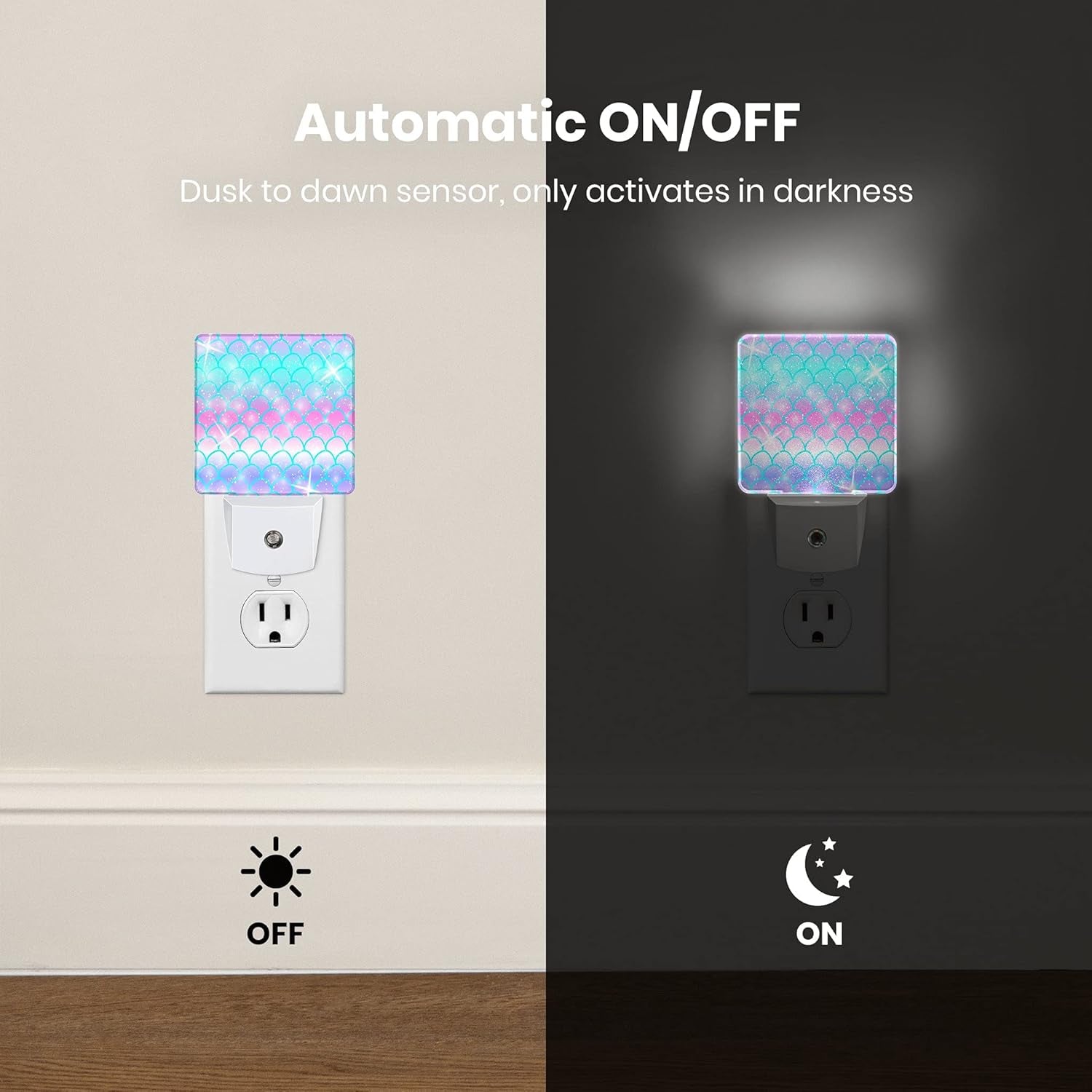 Night Light Plug-In Dusk to Dawn Smart Sensor White Led Nightlight for Bedroom Bathroom Kitchen Hallway Stairs Energy Efficient Decor Desk Lamp