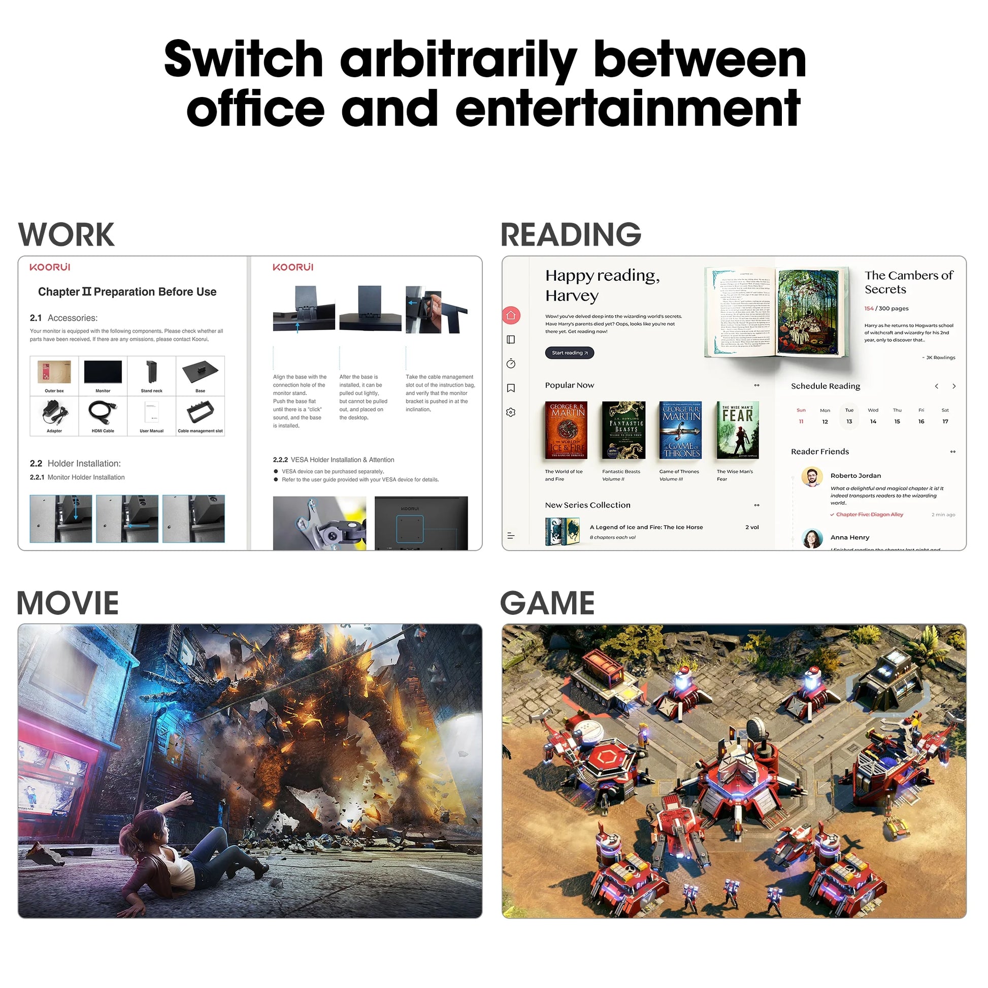 27" FHD 1080P Computer Monitor, 100Hz PC Monitor, Adaptive-Sync HDMI&DP Ports, E2711F