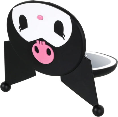 Impressions Vanity Kuromi LED Compact Mirror for Purse, Travel Lighted Makeup Mirror with 3X Magnification, Adjustable Brightness, Soft Touch Sensor Button, and Kuromi Figural Shaped Design