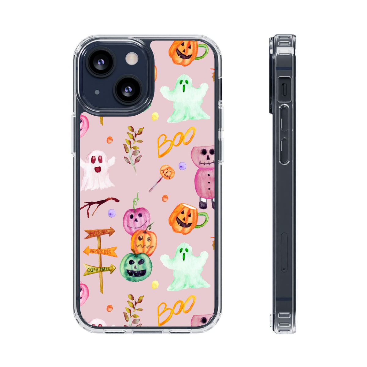 Clear Magnetic Phone Case – Spooky Doodles – Compatible with iPhone 13–16 Series