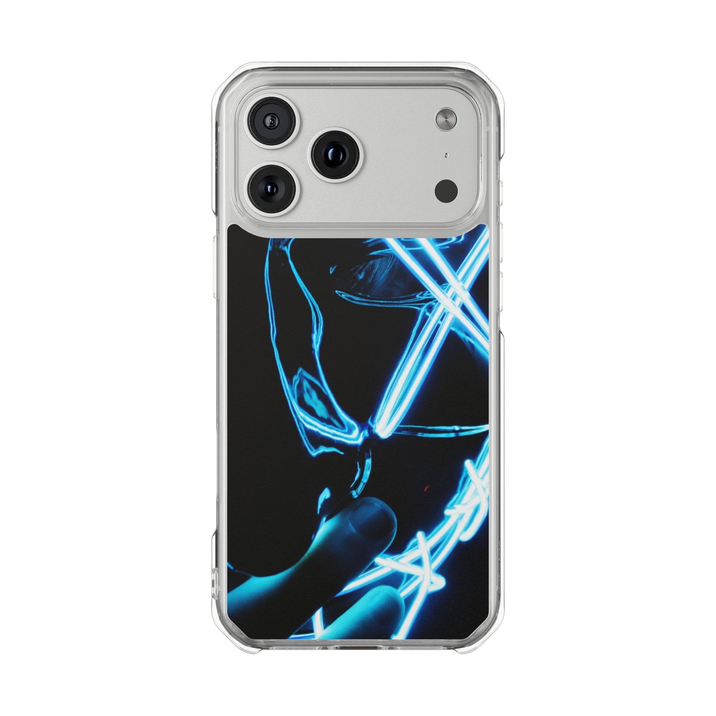 Clear Magnetic Phone Case — Blue Neon Light Design