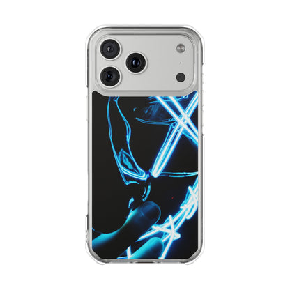 Clear Magnetic Phone Case — Blue Neon Light Design