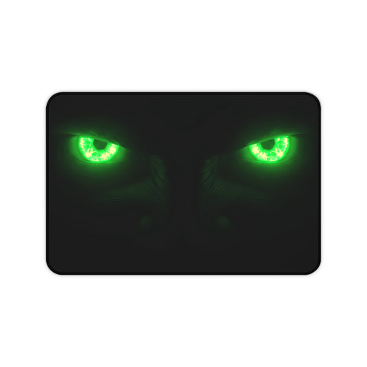 Neoprene Desk Mat – Neon Green Monster Eyes