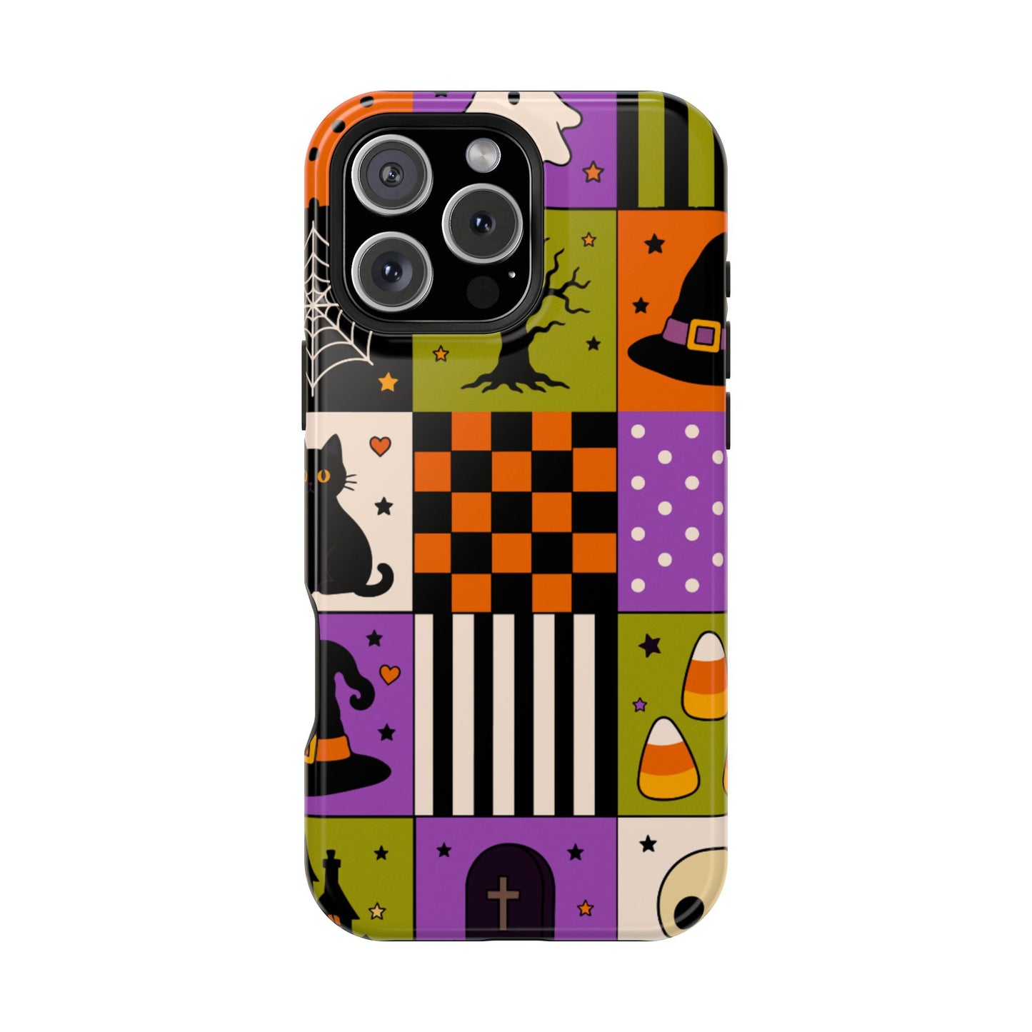 Wireless-Charging Compatible Case – Spooky Patchwork
