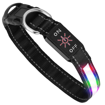 Light-Up LED Dog Collar – 9 Color Modes, IPX7 Waterproof, USB Rechargeable Safety Glow Collar for Small Medium Large Dogs