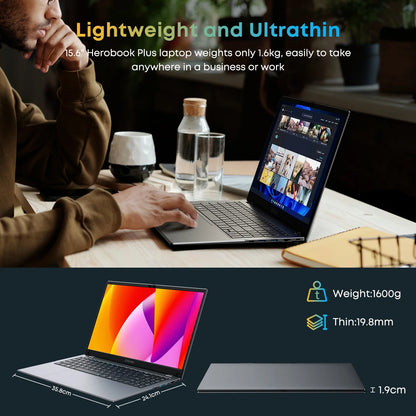 Herobook plus 15.6" Laptop,256Gb SSD 8G Ram,Windows 11 Bussiness Notebook Computer Pc,Intel Celeron N4020 Processor,1920X1080