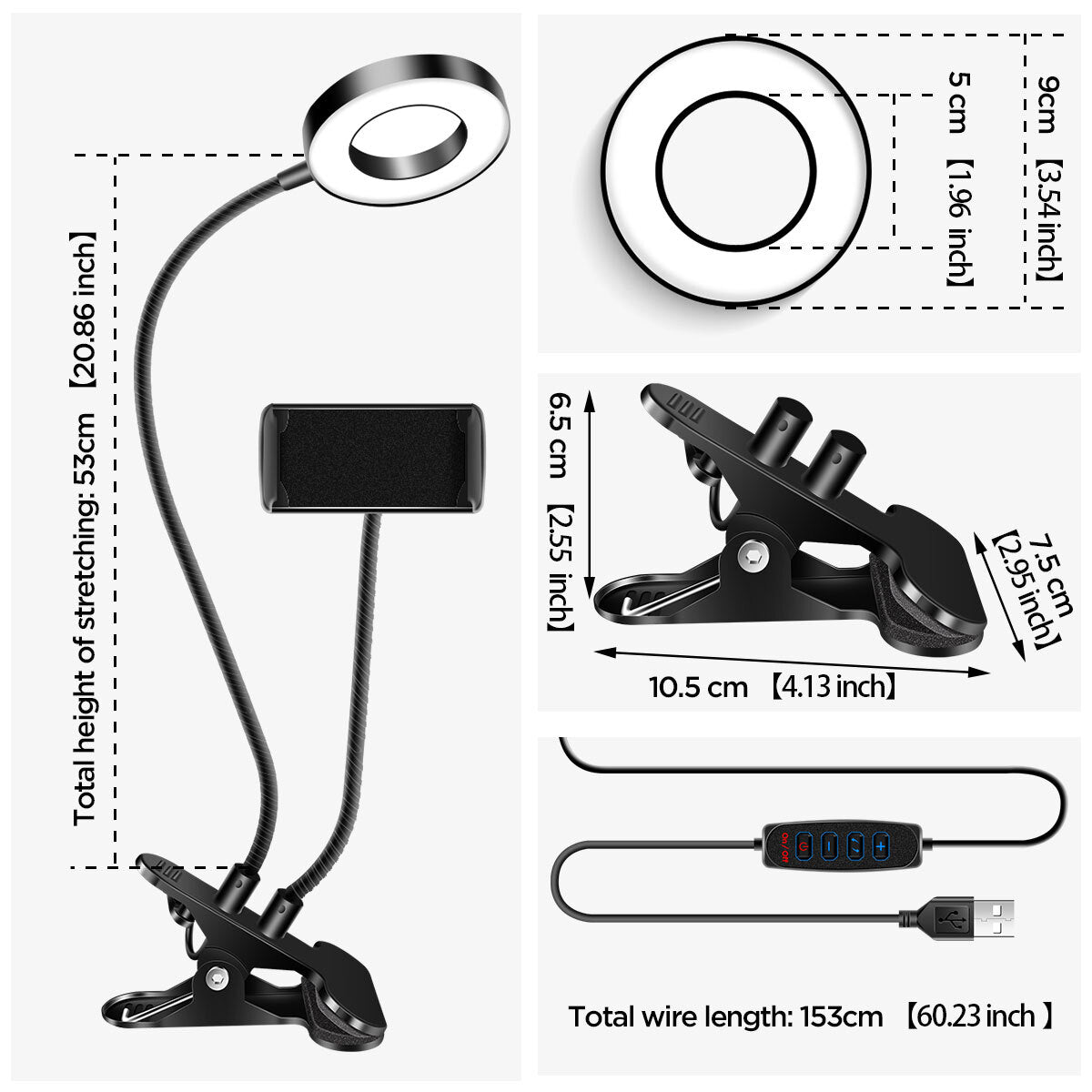 Selfie Ring Light with Cell Phone Holder Stand for Live Stream/Makeup LED Camera