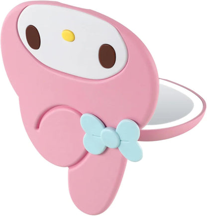 Impressions Vanity My Melody LED Compact Mirror for Purse, Travel Lighted Makeup Mirror with 3X Magnification, Adjustable Brightness, Soft Touch Sensor Button, and My Melody Figural Shaped Design