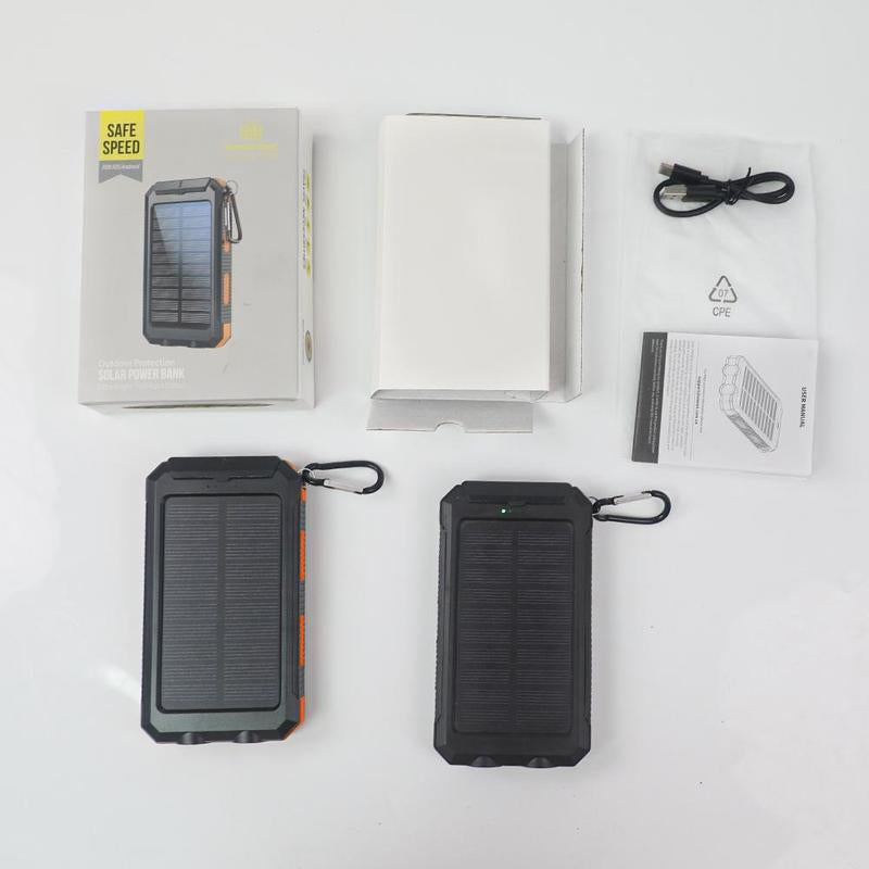 10000mAh Solar Power Bank - Wireless Car Charger, Dual USB, Flashlight, iPhone/Android