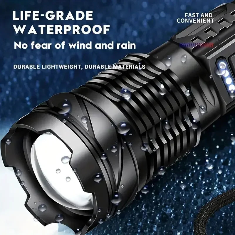 White Laser LED Flashlight: USB Rechargeable, High Power Tactical Torch