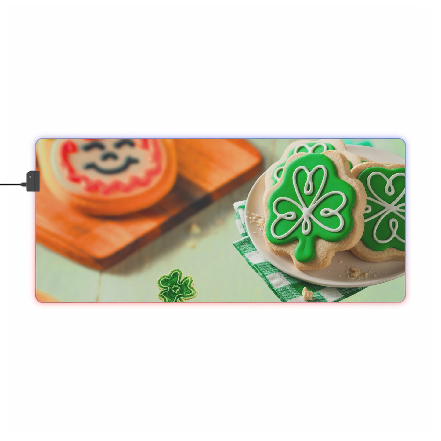 LED Desk Mat – Shamrock Cookie St. Patrick’s Day Design
